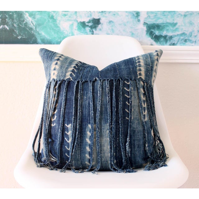Boho Chic Fringe Indigo Pillow Cover 18" X 18" Chairish
