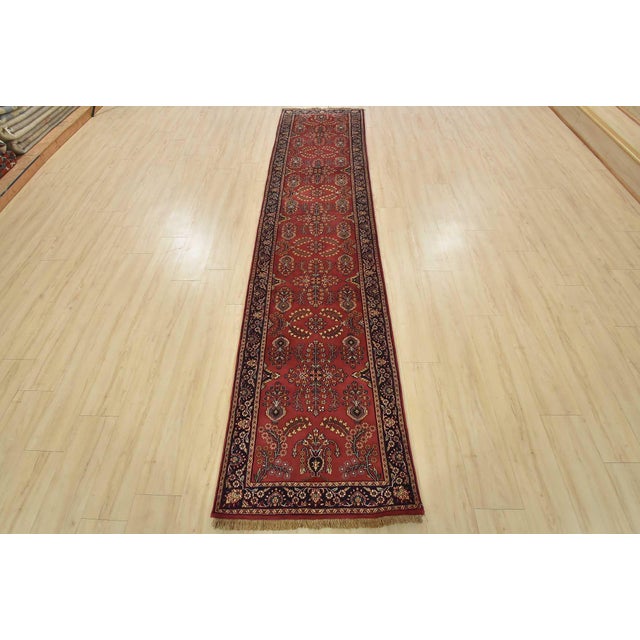 Farmhouse Fine Sarouk Runner 2’6” X 11’6” Pink Wool Traditional Hand-Knotted Rug For Sale - Image 3 of 13