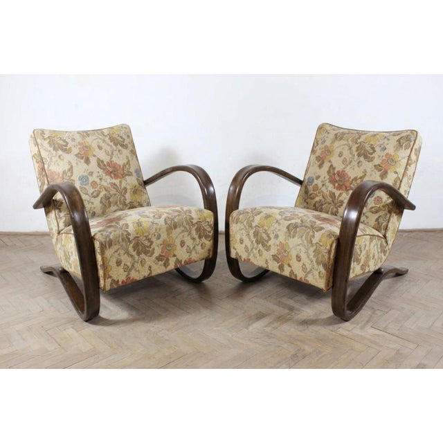 Mid-Century Bentwood Model H-269 Armchairs by Jindřich Halabala, Czech ...