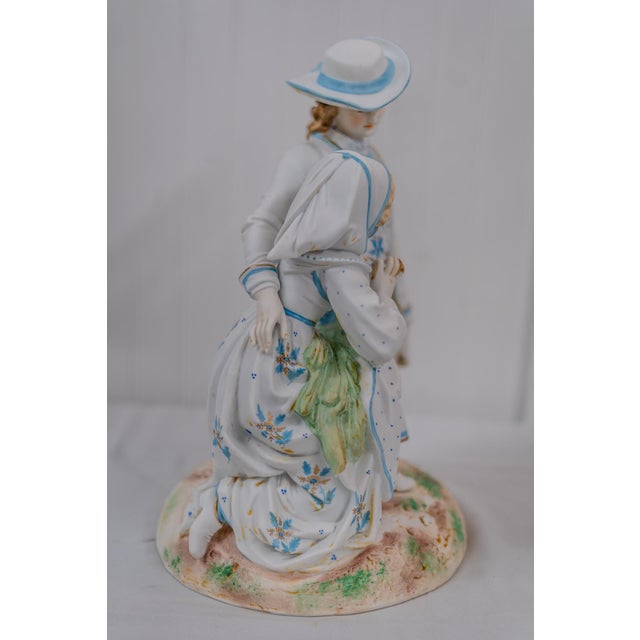 1930s Large Romantic French Bisque Porcelain Figurine For Sale - Image 4 of 7