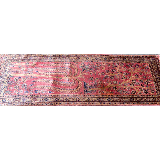 Dark Pink Antique Persian Kashan Rug 2’1” X 5’0" For Sale - Image 8 of 9