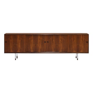 Long Danish Rosewood and Chrome Lowboard, 1960s For Sale