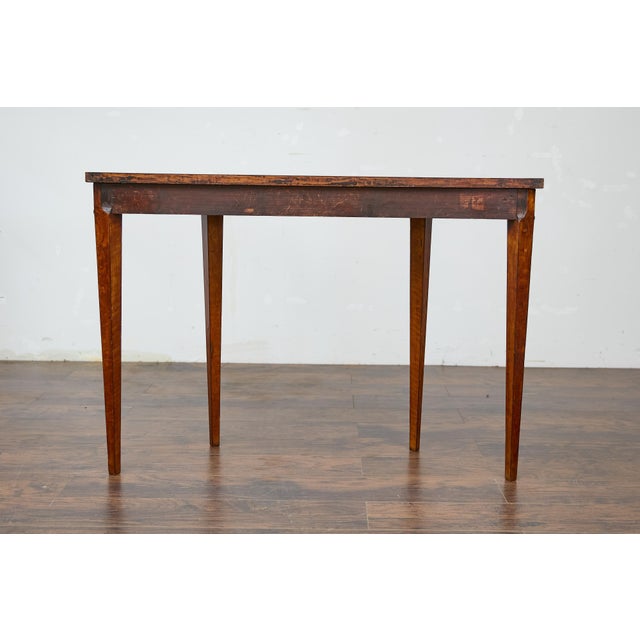 19th Century English Neoclassical Walnut Demi-Lune Table with Tapered Legs For Sale - Image 11 of 12
