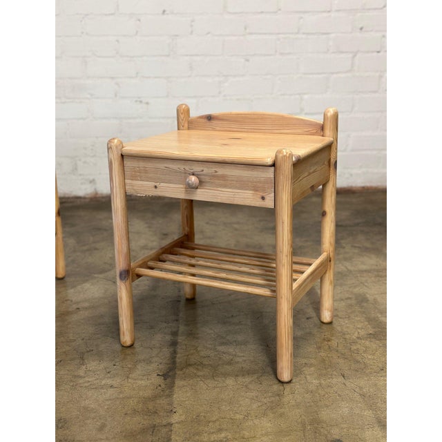 1990s 1990s White Washed Pine Nightstands- Pair For Sale - Image 5 of 12