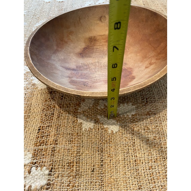 Vintage Primitive Hand-Turned Wooden Dough Bowl 12 Inch For Sale - Image 9 of 9