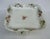 Vintage bisque glazed porcelain square footed cake plate, platter, or shallow compote dish, detailed in a fresh and...