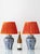 A pair of navy blue andwhite Delft vases from the Netherlands, produced by Boch under the Royal Sphinx name during the...