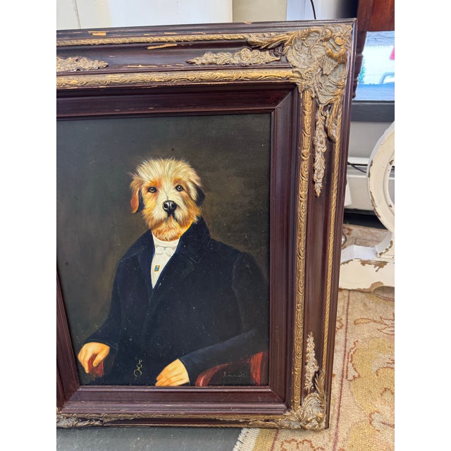 Antique Style Portrait of Fancy Dog For Sale - Image 4 of 4