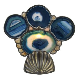 Sculptural Blue Agate and Quartzstone Table Lamp, 1970s For Sale