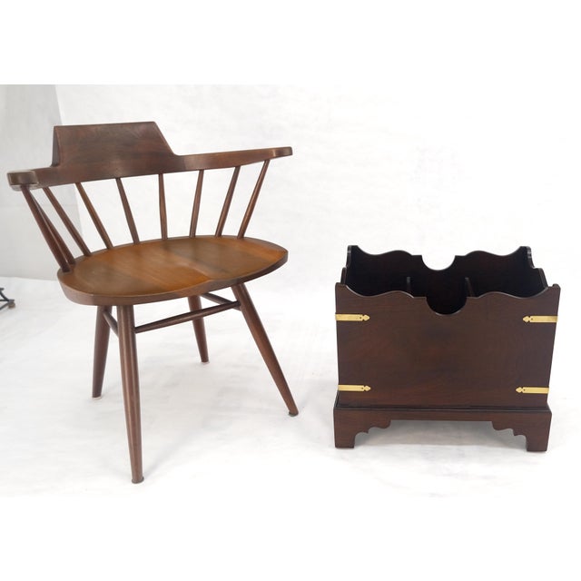 Large Chippendale Campaign Style Mahogany Brass Magazine Rack c1970s MINT For Sale - Image 13 of 14
