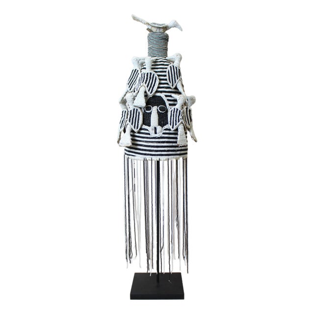 Yoruba Royal Crown in Black and White For Sale