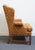 Wood Henredon Furniture Traditional Gold & Terracotta Scrolling Demask Upholstered Accent Wingback Arm Chair For Sale - Image 7 of 10