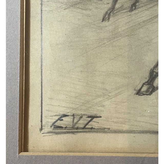 Drawing/Sketching Materials Antique Original Pencil Drawing Horse Harness Track Racing Realism Evt Sketch For Sale - Image 7 of 14