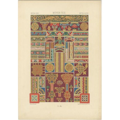 After Albert Racinet, Medieval & Renaissance Ornament, 1873, Lithograph, Set of 3 For Sale - Image 3 of 9