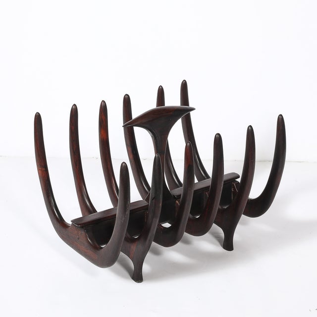 Mid-Century Modernist Sculptural Osseous Form Magazine Stand in Rosewood For Sale - Image 10 of 18