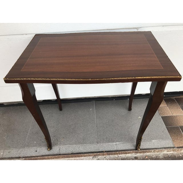Walnut Table with Brass Applications, 1970s For Sale - Image 14 of 18