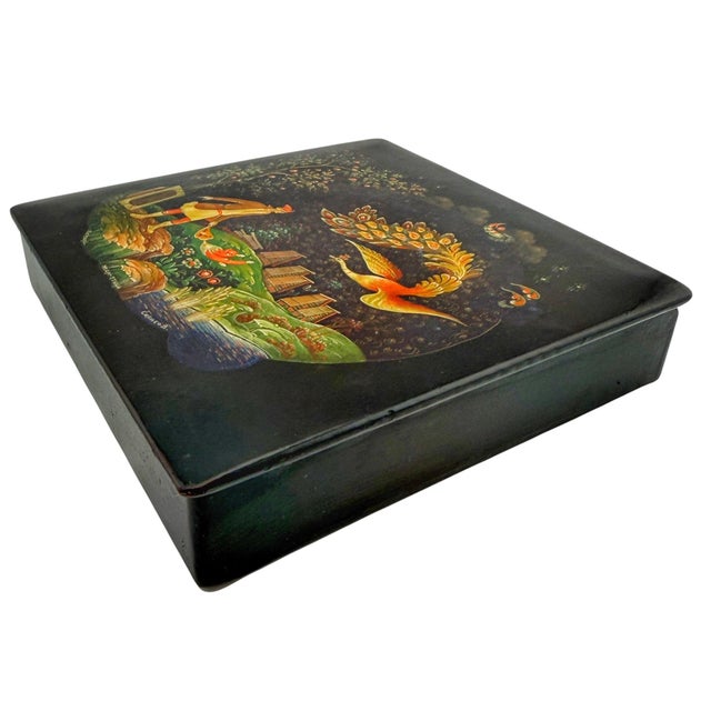 Soviet Mstyora Firebird Lacquer Box Signed V. Snyatkov, circa 1980 For Sale - Image 13 of 16