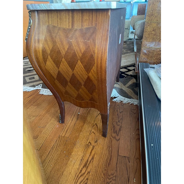 Antique French Louis XV Style Bombe Chest With Marble Top For Sale - Image 4 of 12