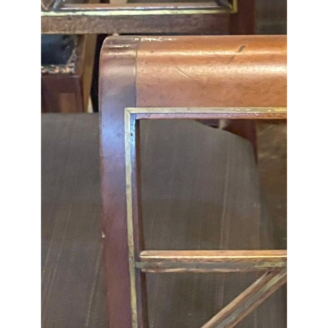 Set of Northern European Walnut and Brass Dining Chairs For Sale - Image 4 of 9
