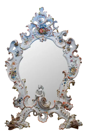 Venetian Floral Painted Porcelain Mirror