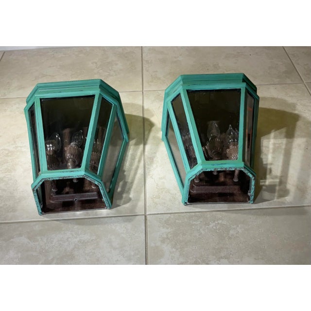 Pair of Powder Coated Aluminium Wall Lantern For Sale - Image 4 of 12