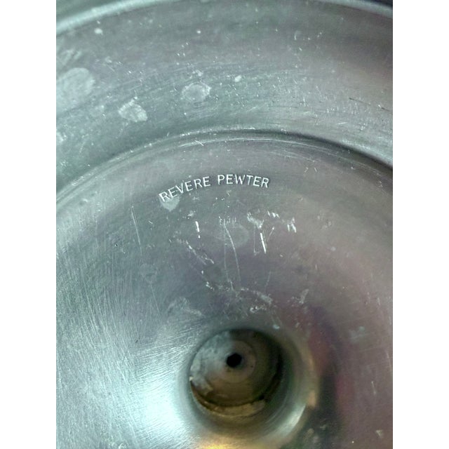 Late 20th Century Vintage Revere Pewter Candlesticks Pair-Colonial Farmhouse Decor-Usa-Primitive For Sale - Image 5 of 7