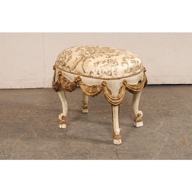 Italian 1970s Italian Stool with Swag-Carved Skirt For Sale - Image 3 of 10