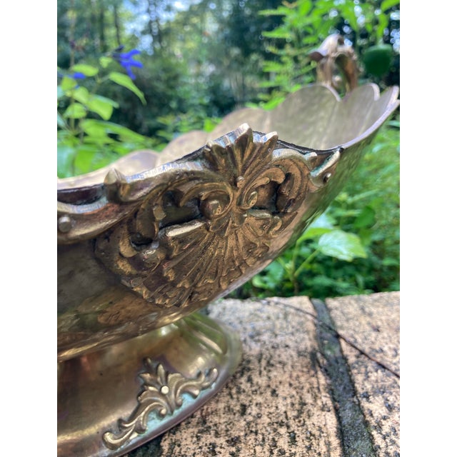 1940s 1940s Scrolled Turkish Brass Compote for the Holiday Table For Sale - Image 5 of 9