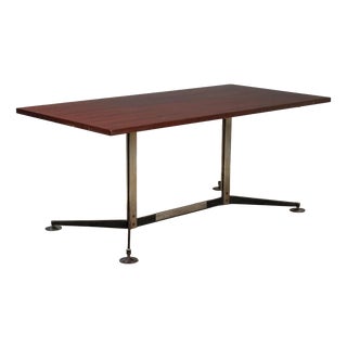 Vintage Table in Exotic Wood and Chromed Metal, 1960s For Sale