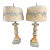 Pair of 1950s Hollywood Regency Table Lamps Carved Wood With Shades For Sale