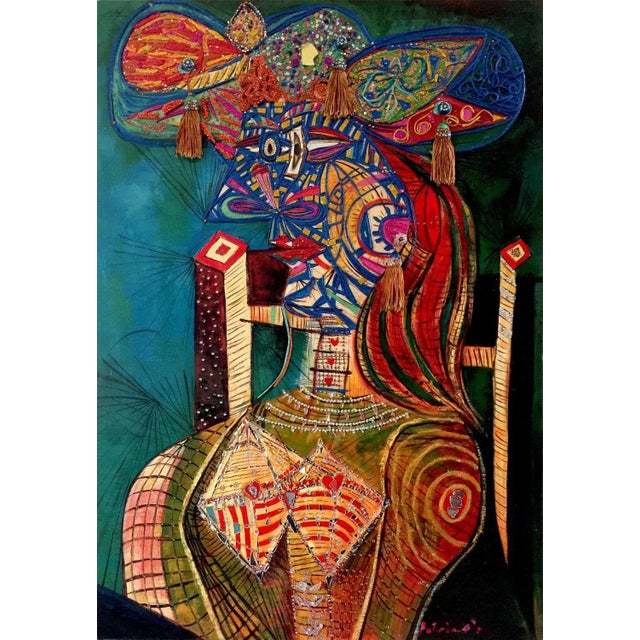 Oil on canvas infused with rhinestones & silk mixed media Leticia is a Spanish artist who enjoys creating art from...