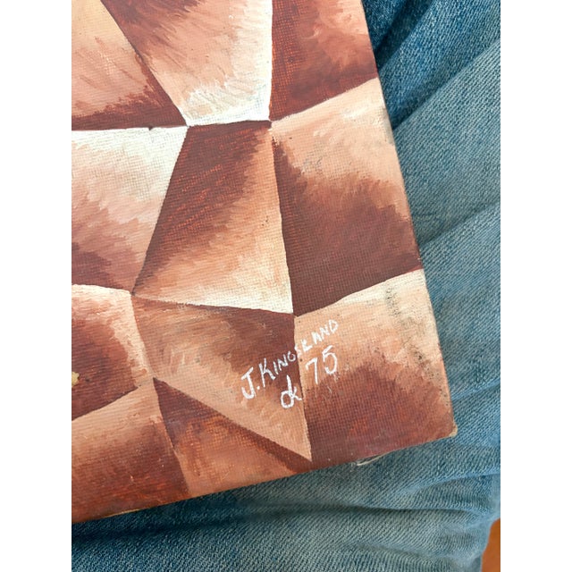 1970s 1970s Cubist Abstract Geometric MCM Outsider Artist Signed and Dated For Sale - Image 5 of 7