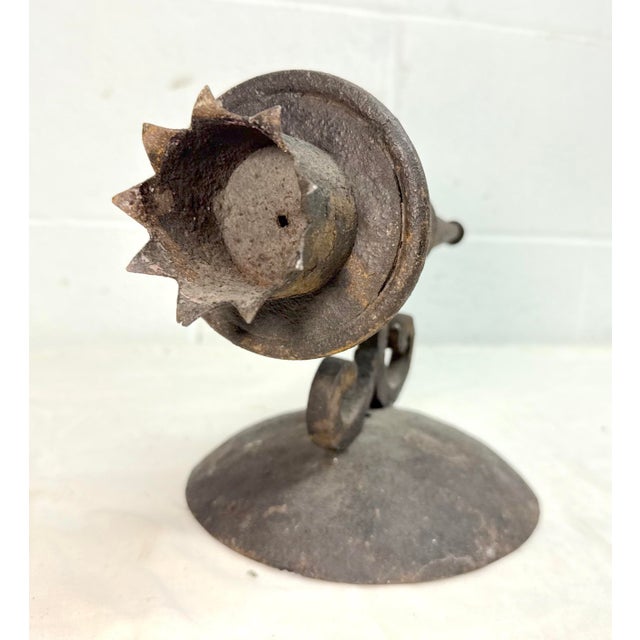 Black Antique Gothic 19th Century Hand Wrought Iron Wall Mount Candle Sconce Fixture For Sale - Image 8 of 10