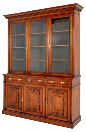 Victorian Bookcase Cabinet in Glazed Walnut from Shoolbred and Co., 1880s
