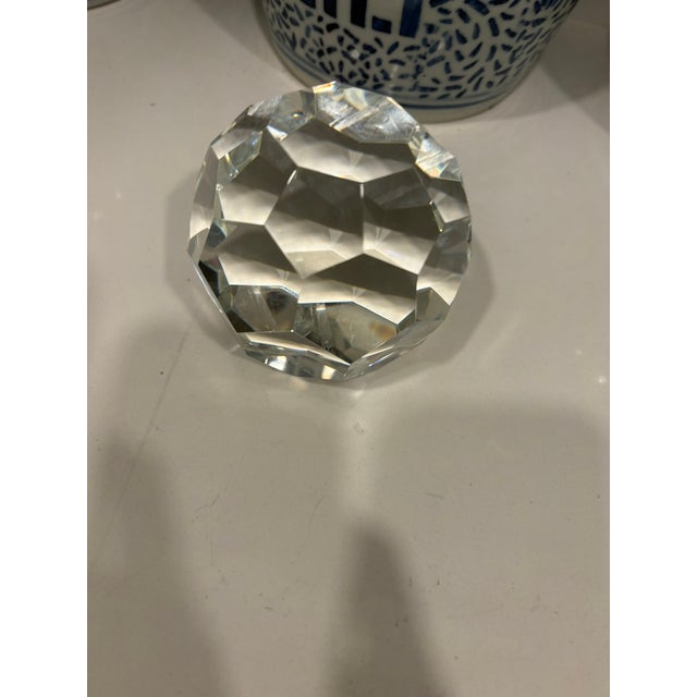 Late 20th Century Large Vintage Faceted Crystal Glass Gemstone Paperweight Sculpture For Sale - Image 5 of 9