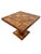 A distinctive Mid-Century Modern side table featuring a beautifully crafted butcher-block parquet walnut surface arranged...