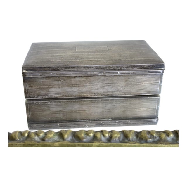 Vintage Art Deco Sterling Silver Engine Turned Apollo Silver Co Vanity Box 1930s For Sale