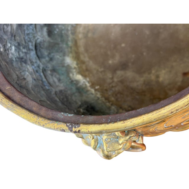 Antique Victorian Brass Jardiniere Planter With and Lion Head Handles For Sale - Image 11 of 11