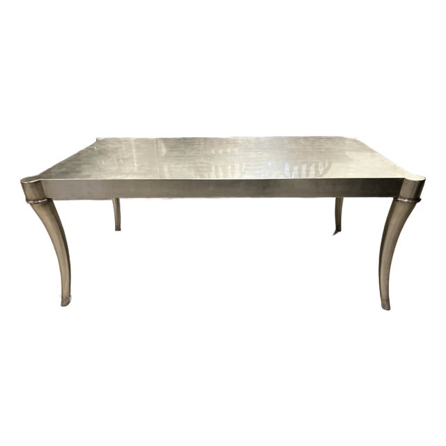 Ferguson Copeland Silver Leaf Coffee Table With Curved Sabre Legs For Sale