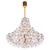 Elegant large ten-tier chandelier with sculptural faceted crystals on a gold-plated brass frame. Chandelier illuminates...