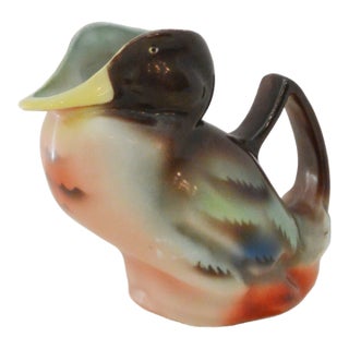 Circa 1900 Royal Bayreuth Bavaria Figural Mallard Duck Porcelain Creamer Pitcher For Sale
