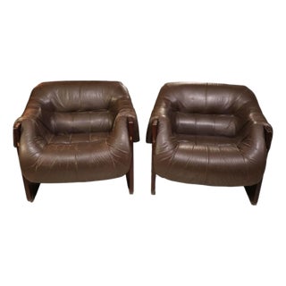 1960s Percival Lafer Leather Mp-091 Lounge Chairs For Sale