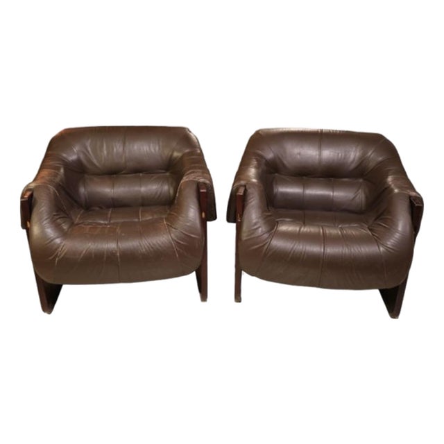 1960s Percival Lafer Leather Mp-091 Lounge Chairs For Sale