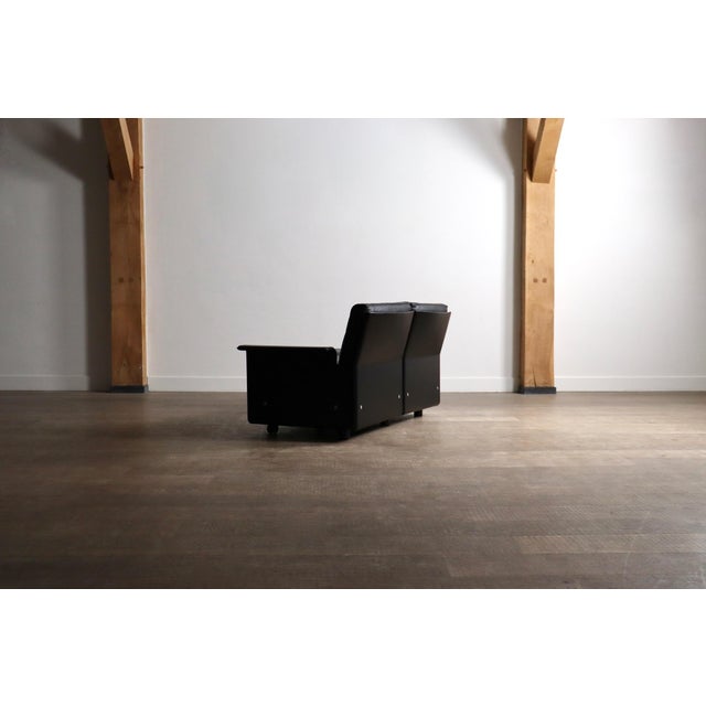 Animal Skin Two Seater Model 620 Sofa in Black Leather by Dieter Rams for Vitsoe, 1980s For Sale - Image 7 of 12