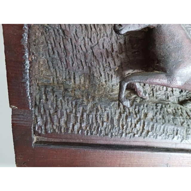 1930s Vintage Equestrian Horse Jumping Steeplechase Hand Carved Wooden Wall Plaque Dated 1930 For Sale - Image 5 of 9