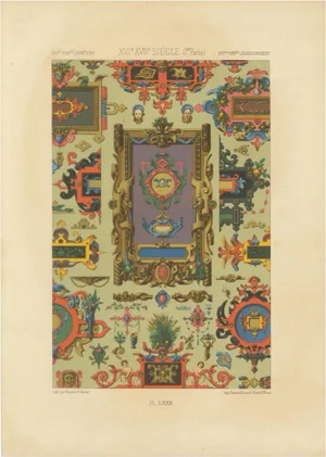 Kraut & Sannier, Renaissance Grotesques Lavish Ornament Panel, Pl. LXXII, 1869, Print