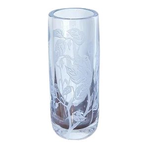Vintage Etched Cameo-Style Crystal Vase Depicting Tree Frogs by Stuart Abelman