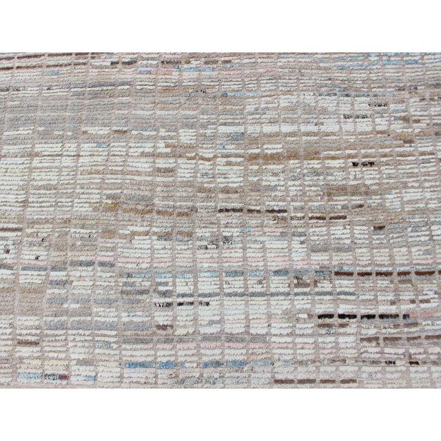 Modern Casual Rug With Hi-Low Design in Cream, White, Brown and Ice Blue 10'3 X 14'3 For Sale - Image 9 of 15