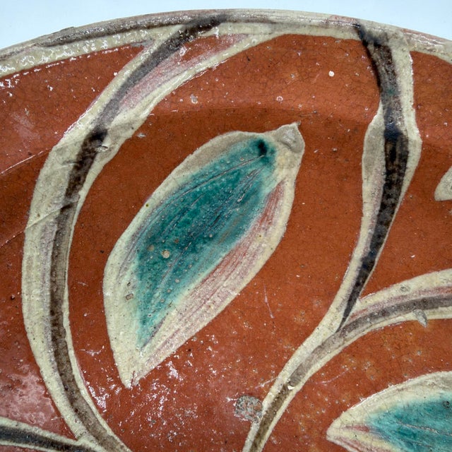 Dark Green 19th Century Spanish Glazed Terracotta Lebrillo Bowl With Swirling Leaf Motif - 11" For Sale - Image 8 of 18