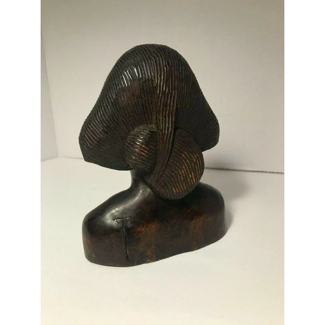 Vintage 1970s Hand Carved Wooden Woman Figurine Bust Balinese From Bali, Indonesia For Sale - Image 4 of 9